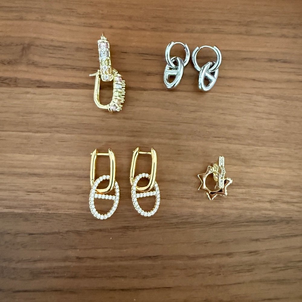 Gold, Rose, and White Gold Plated Earring Bundle